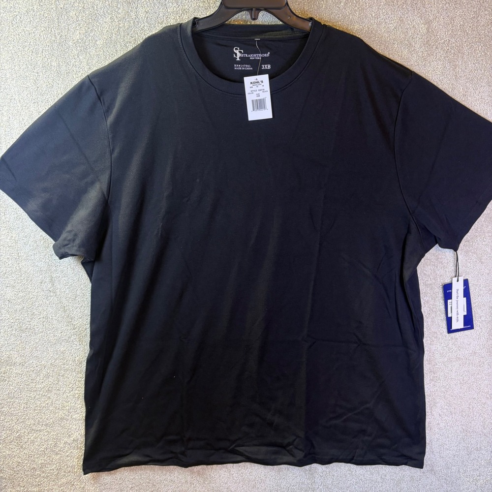 Straight Faded T-Shirt Mens 3XB Black Short Sleeve Cotton Blend Stretch 124116